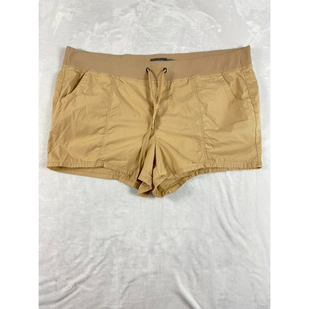 Torrid Hiking Shorts Women Sz 3X Beige Elastic Waist Cotton Blend Lightweight